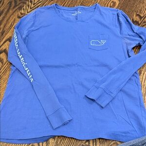 Vineyard Vines Royal Blue Long Sleeve Pocket Tee with Whale